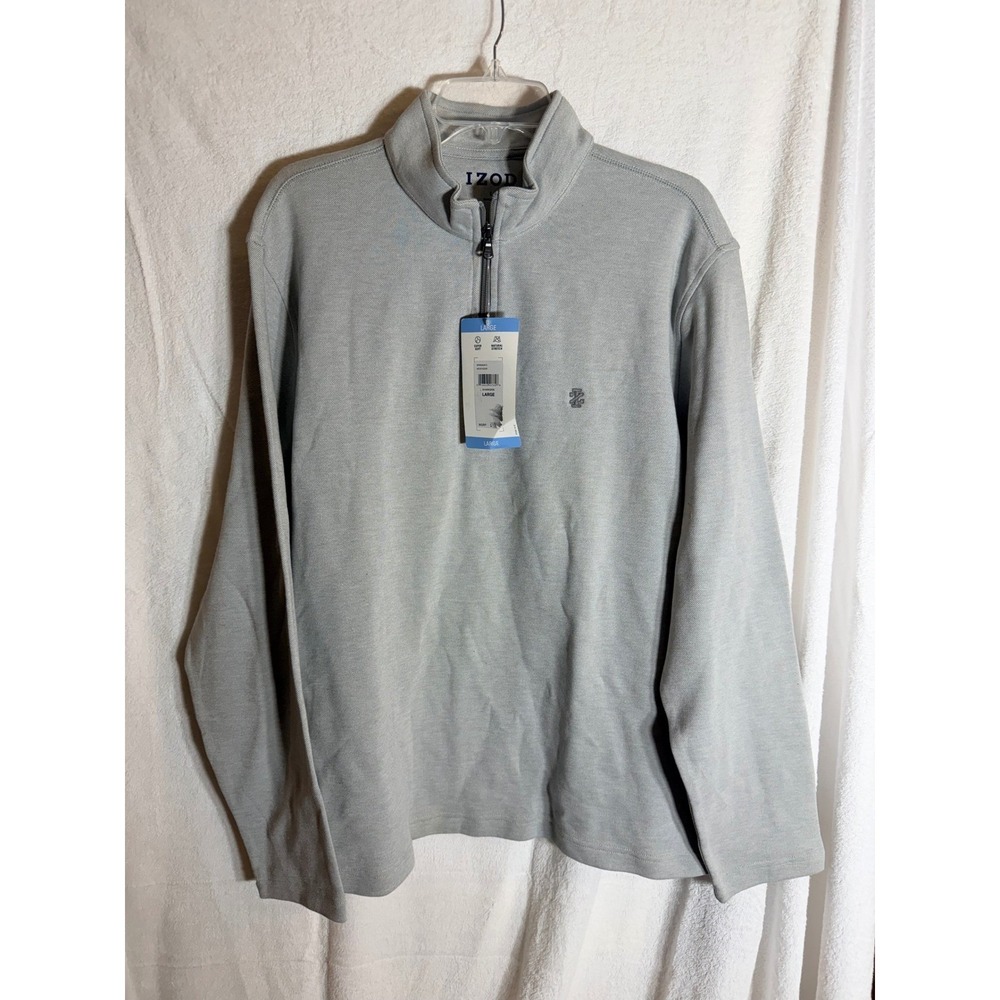 Izod Advantage Performance Mens 1/4 Zip Pullover Sharkskin Gray Large 45CS152056